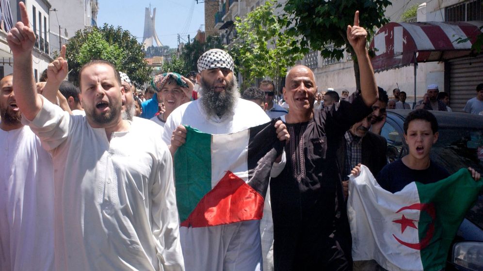 ASSOCIATED PRESS אלג'יראים בהפגנה פרו-פלסטינית באלג'יר, בירת אלג'יריה, 2010