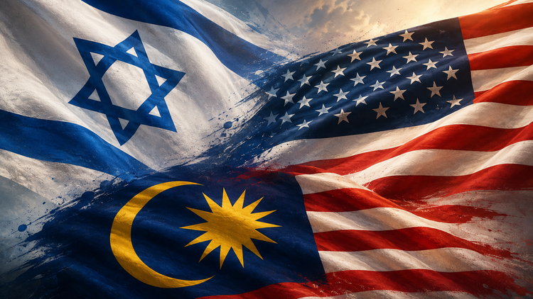 Illustration - Drapeaux d'Israël, des États-Unis et de la Malaisie