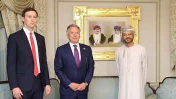 Oman's Badr bin Hamad Al Busaidi with Steve Witkoff and Jared Kushner in Muscat 