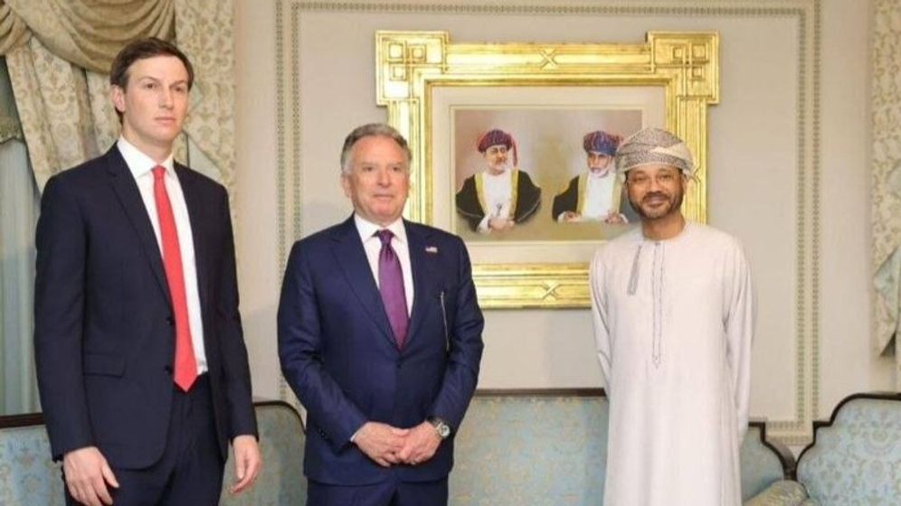 Oman's Badr bin Hamad Al Busaidi with Steve Witkoff and Jared Kushner in Muscat 