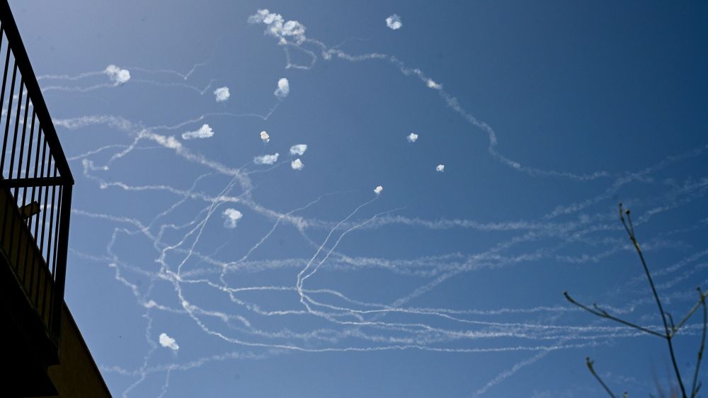 Hezbollah rockets being intercepted in northern Israel