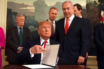 Donald Trump et Benyamin Netanyahou à la Maison Blanche à Washington, le 25 mars 2019