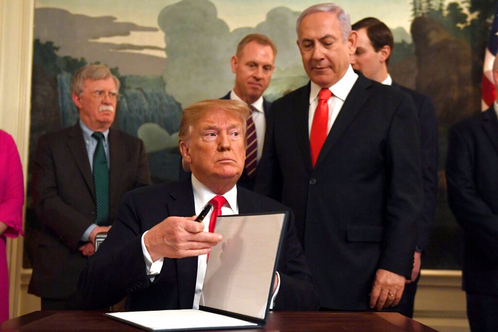 Donald Trump and Benjamin Netanyahu at the White House in Washington, March 25, 2019