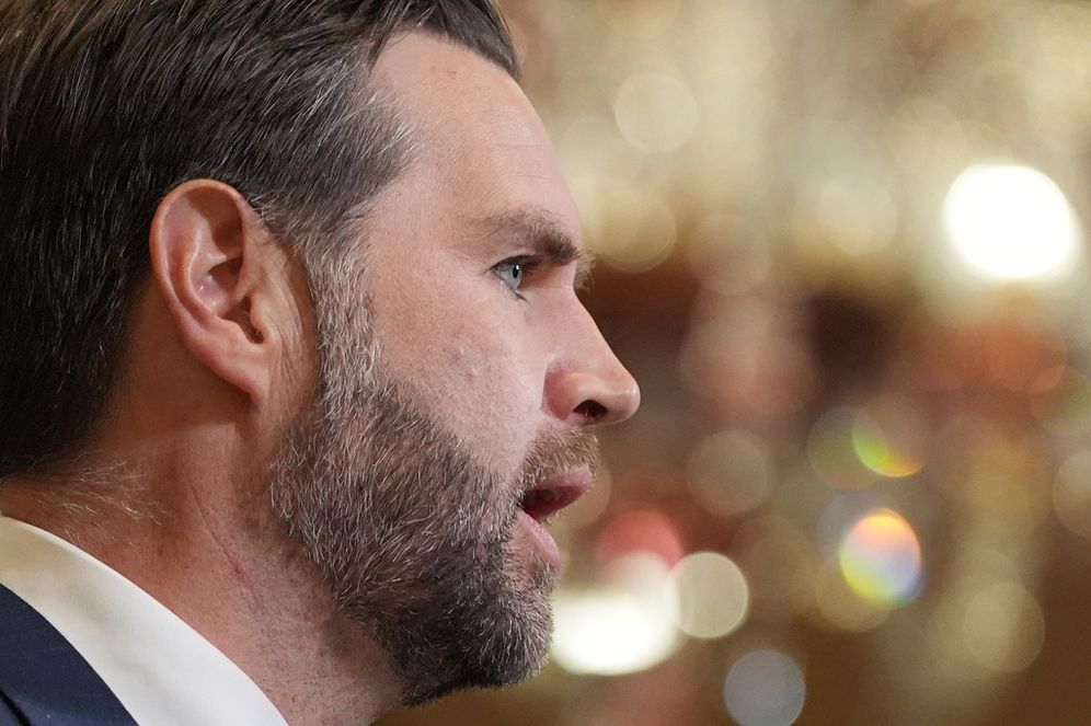 (AP Photo/Jacquelyn Martin, Pool) Vice President JD Vance speaks during a news conference after meeting with representatives from Pakistan and Iran, Sunday, April 12, 2026, in Islamabad, Pakistan