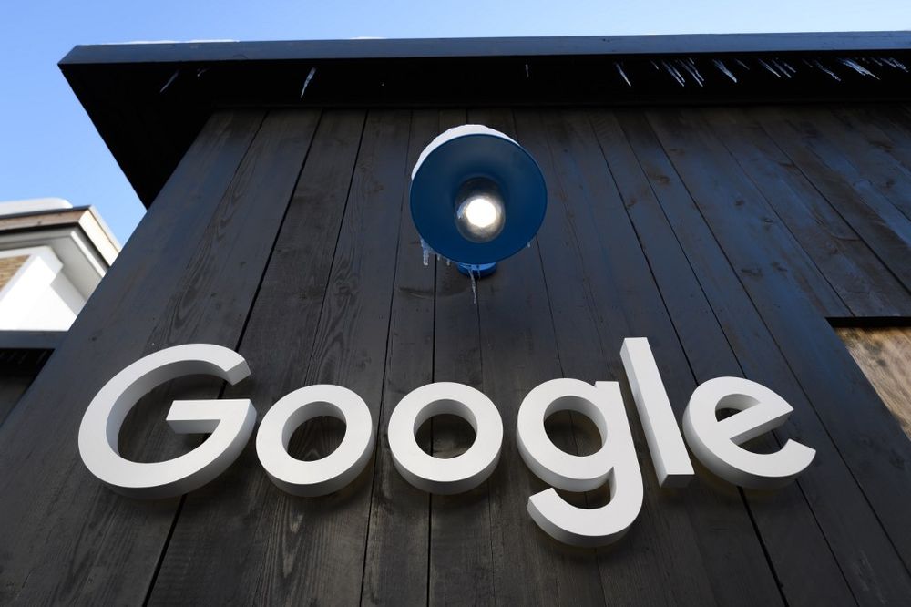 A Google logo is seen on the brand's stand ahead of the annual meeting of the World Economic Forum in Davos, on January 20, 2020.