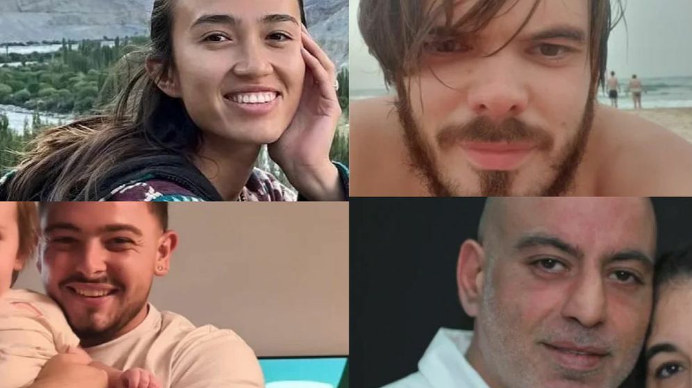 Clockwise from top left: Noa Argamani, Andrey Kozlov, Shlomi Ziv, and Almog Meir Jan