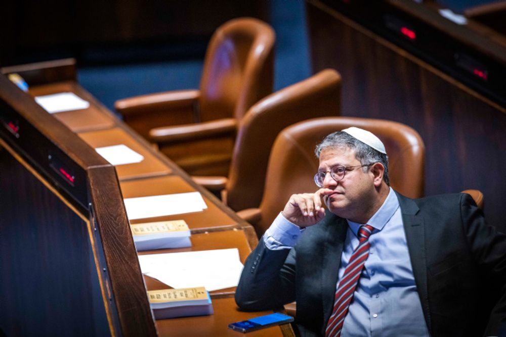 Itamar Ben-Gvir attends a discussion at the Knesset, at the assembly hall of the Israeli parliament, in Jerusalem.