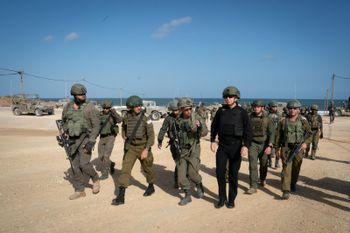 Israeli Defense Minister Yoav Galant in the Gaza Strip