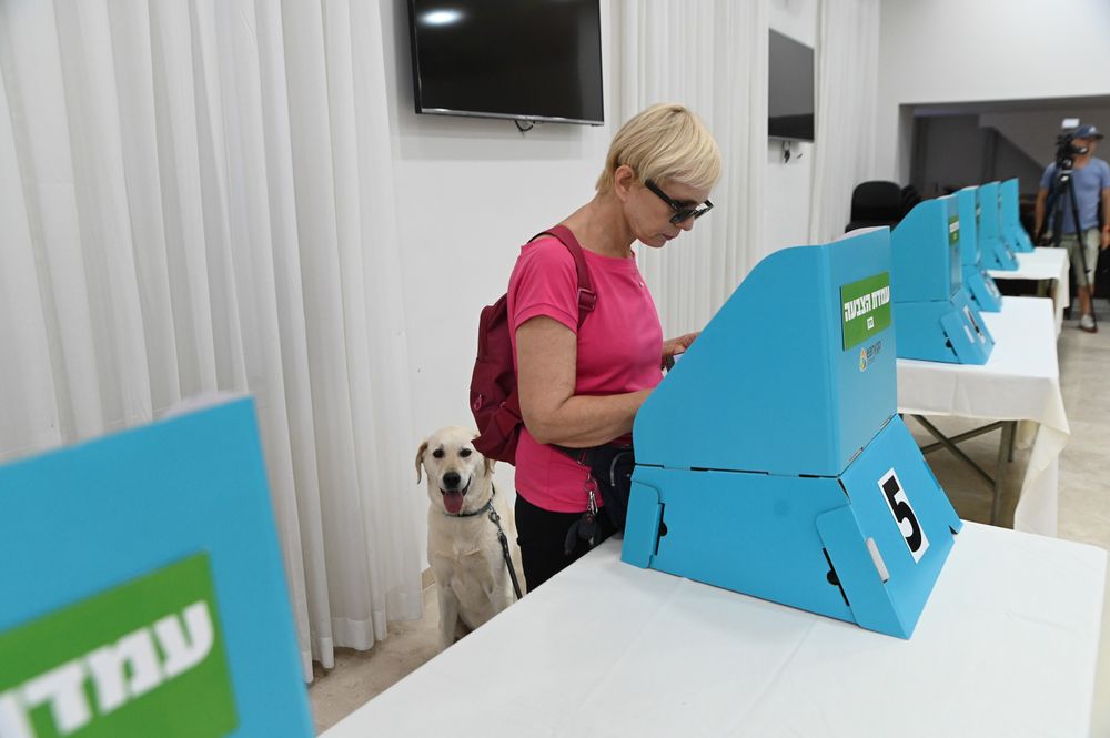 Meretz members vote in the party's elections in Tel Aviv, Israel, on June 30, 2022.
