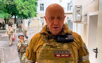 Le du chef du groupe paramilitaire Wagner Evguéni Progojine, enregistre ses discours vidéo à Rostov-sur-le-Don, en Russie, le samedi 24 juin 2023