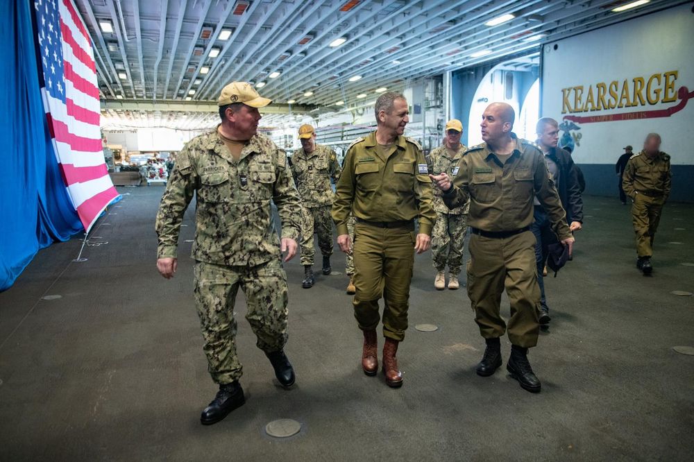 Israel's military Chief of Staff Aviv Kochavi (C) pictured during his trip to the United States in November of 2022.