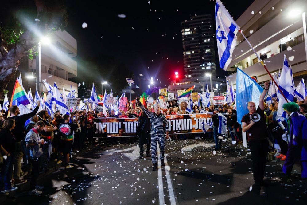 Israelis in Tel Aviv protest against the planned judicial overhaul.