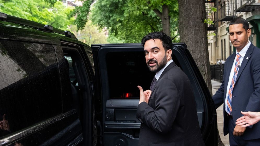 AP Photo/Adam Gray New York Mayor Zohran Mamdani gets into his vehicle after making a World Cup soccer tournament announcement at Harlem Tavern, Thursday, May 21, 2026 in New York.