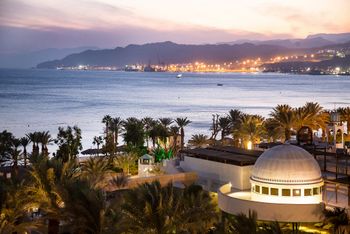 FILE - View of a hotel and the Red Sea in Eilat, in southern Israel, on October 11, 2019.