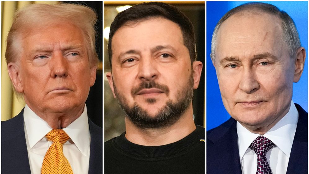 Putin (R), Zelensky (M) and Trump (L)