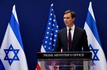 White House Special Advisor Jared Kushner and Israeli Prime Minister Benjamin Netanyahu, make joint statements to the press about the Israeli-United Arab Emirates peace accords, in Jerusalem, on Aug. 30, 2020.