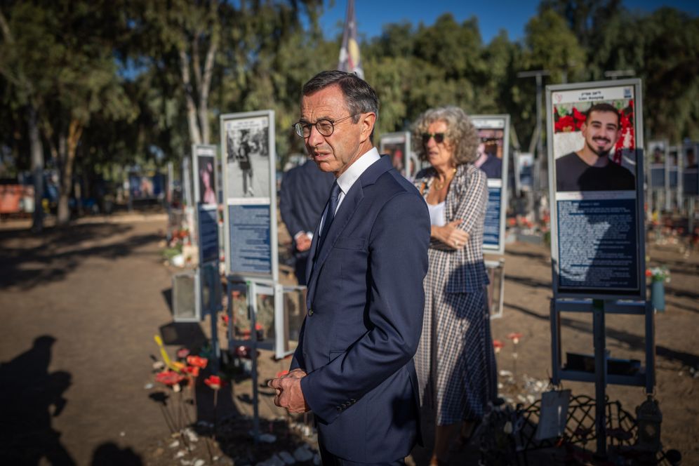 Photo by Yonatan Sindel/Flash90 Les Républicains party leader Bruno Retailleau, the party’s candidate for the 2027 French presidential election, visits the Nova music festival memorial site near Kibbutz Re’im in southern Israel on October 7, 2026, three years after hundreds of people were murdered by Hamas terrorists at the site during the October 7 massacre.