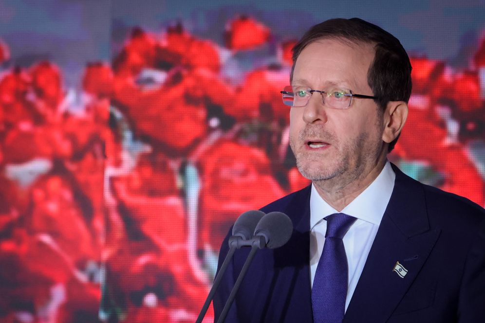 Photo by Marc Israel Sellem/POOL A State Memorial Ceremony for the civilians who were murdered during the October 7th Massacre, at Mount Herzl military cemetery in Jerusalem on October 05, 2026.