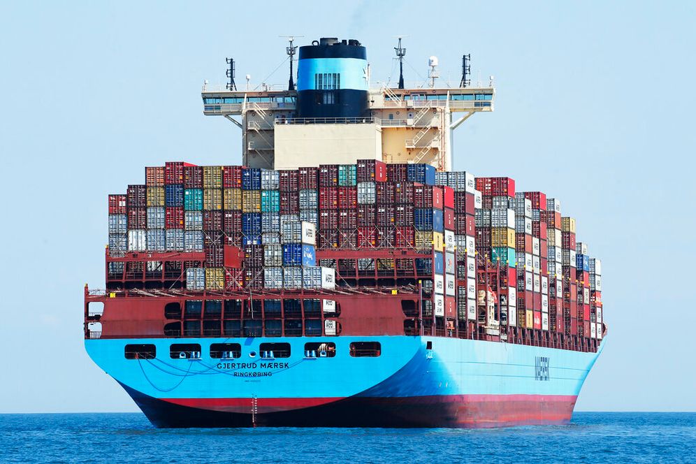 The container ship Gjertrud Maersk, anchored off the coast of Virginia Beach Monday June 29, 2020.