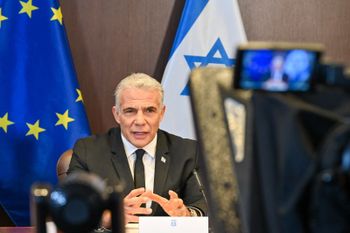 Prime Minister Yair Lapid in a video call with representatives of the European Union, October 3, 2022.