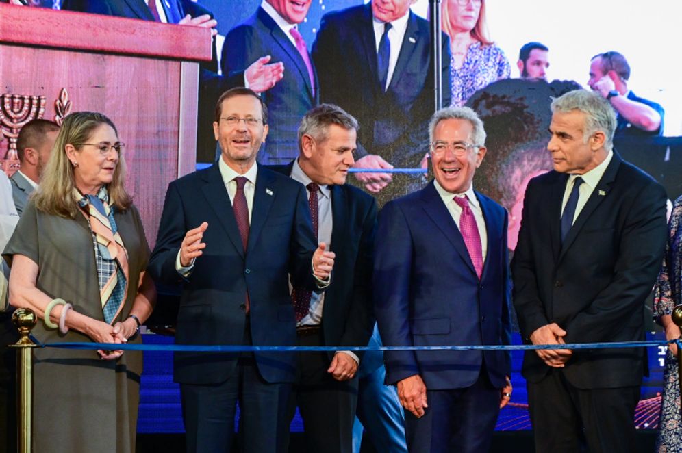 Prime Minister Yair Lapid and Israeli president Isaac Herzog attend the opening ceremony for the new emergency room, at the Ichilov Hospital, in Tel Aviv, Israel, July 28, 2022.