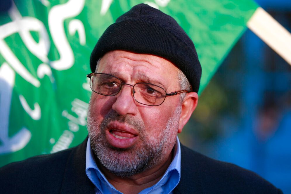 (AP Photo/Majdi Mohammed, File) FILE - In this Sunday, Jan. 19, 2014 file photo, Hassan Yousef, leader of the Hamas Islamist movement in the West Bank, speaks to the media after he was released from Israeli prison, in the West Bank city of Ramallah