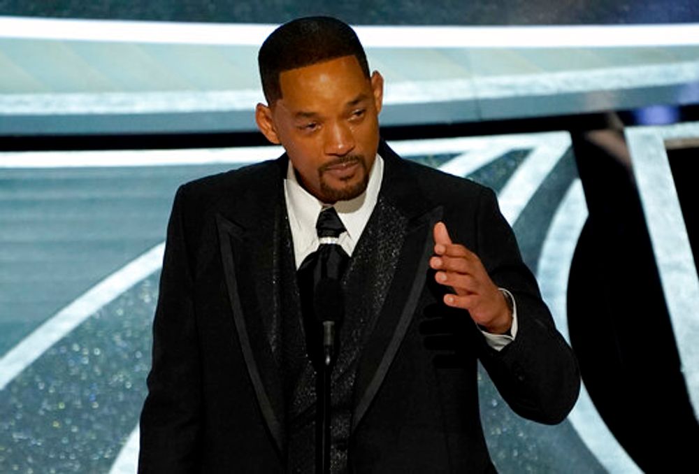Will Smith cries as he accepts the award for best performance by an actor in a leading role at the Oscars at the Dolby Theatre in California, the United States.
