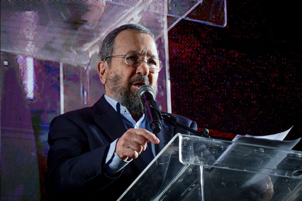 Former Israeli Prime Minister Ehud Barak at a demonstration against the government's judicial reform bill in Tel Aviv, Israel.