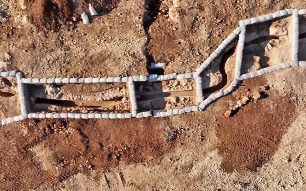 An aerial view of a 328 yard stretch of the upper level aqueduct found in Jerusalem's Givat Hamatos neighborhood.