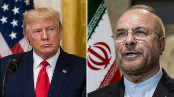 le président américain Donald Trump et le président du Parlement iranien, Mohammad Bagher Ghalibaf