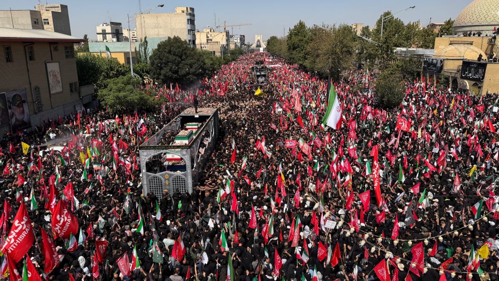 AP Photo/Vahid Salemi A truck carrying the coffins of the late Iranian Supreme Leader Ayatollah Ali Khamenei and members of his family makes its way through mourners during the funeral procession in Tehran, Iran, Monday, July 6, 2026.