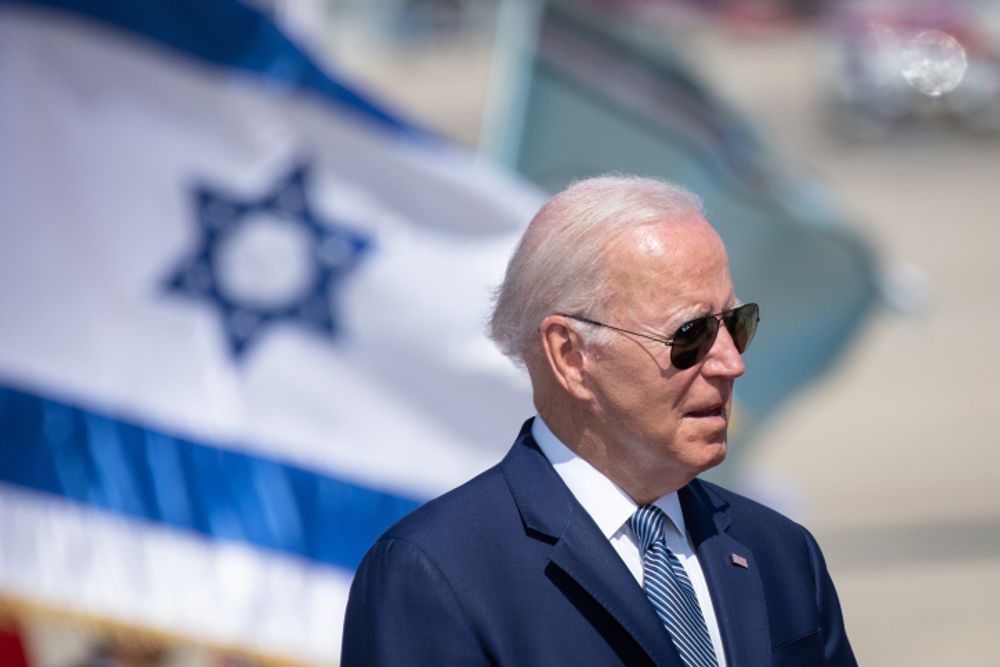US President Joe Biden during a welcoming ceremony at Ben Gurion Airport, near Tel Aviv, Israel, on July 13, 2022,