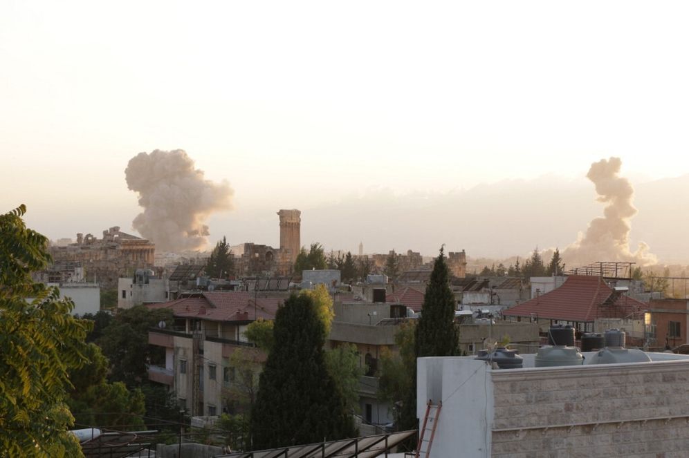 Smoke rises in the Lebanese town of Baalbek in the Beqaa region after an IDF strike