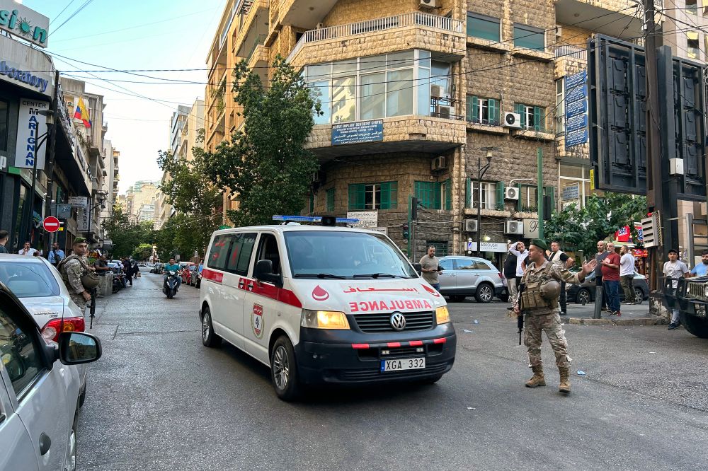 Hezbollah operatives wounded in the pager explosions arrive at a hospital in Beirut, Lebanon