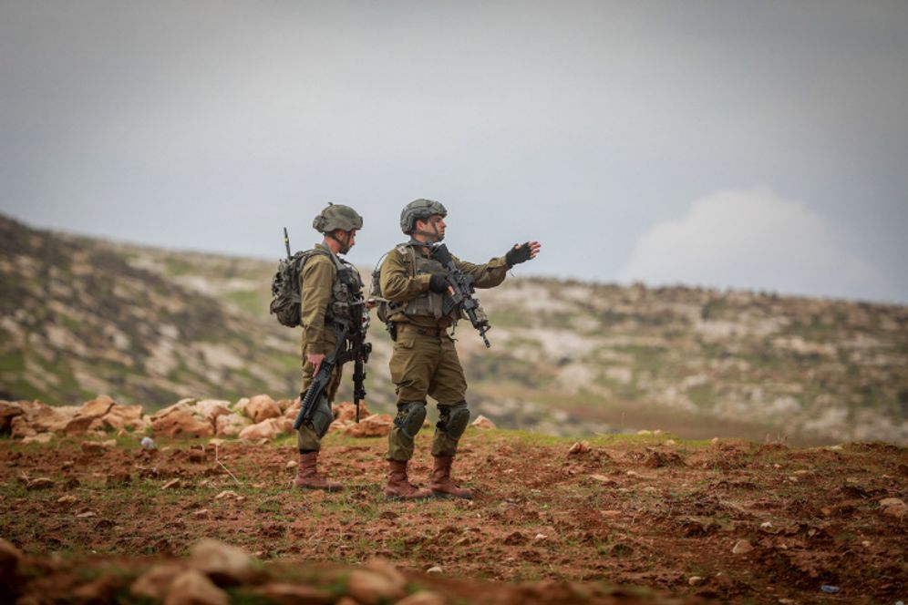 Israeli security forces in the West Bank village of Ramun, near Ramallah.