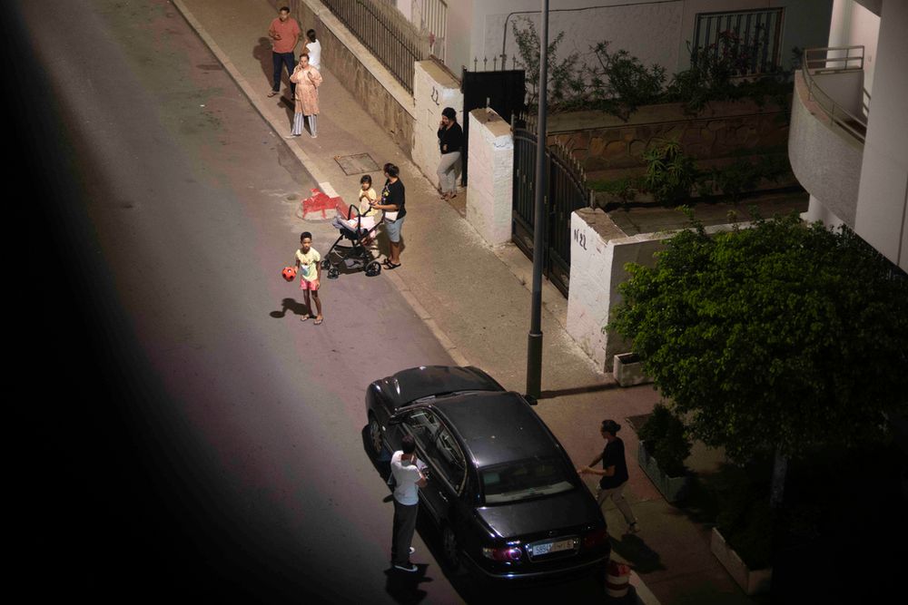 People take shelter outside their homes after an earthquake in Rabat, Morocco.