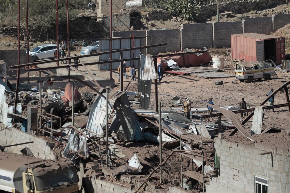 Damage caused by Saudi-led coalition airstrikes in Sanaa, Yemen, December 5, 2021.