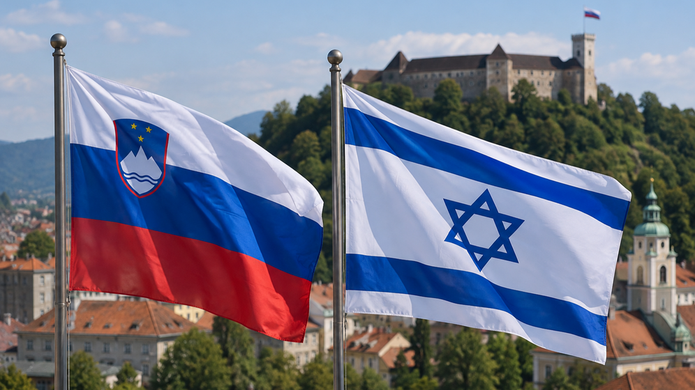 Drapeaux d'Israël et de la Slovénie