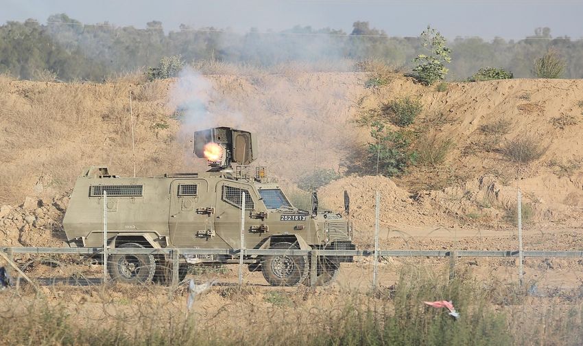 Palestinian protesters clash with Israeli forces following a demonstration along the border between Israel-Gaza, near Shuja'iyya neighborhood of Gaza City, on September 6, 2019.