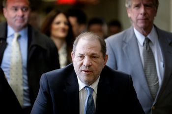 Harvey Weinstein arrives at a Manhattan courthouse as jury deliberations continue in his rape trial, Monday, Feb. 24, 2020, in New York.