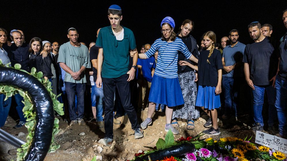 Photo by Hilel Ben Or/Flash90 Family and friends attend the funeral of Netanel Shakron, who was murdered in a shooting attack at the Ein Raya spring near Neve Tzuf in the West Bank, at the cemetery in his community of Alei Zahav, September 22, 2026.