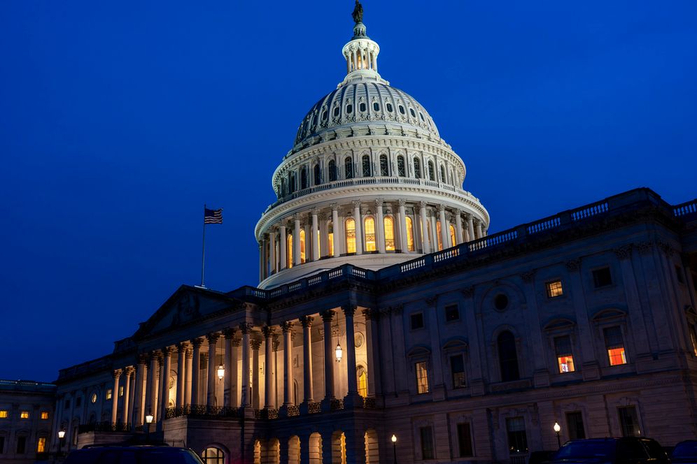 Photo AP/J. Scott Applewhite The United States Capitol in Washington is illuminated Friday evening, February 9, 2024