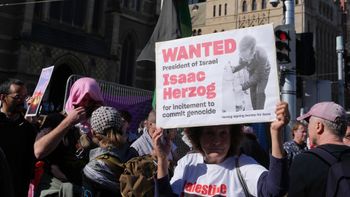 Manifestation anti-israélienne contre la venue d'Isaac Herzog, à Melbourne, Australie, le 12.02.2026