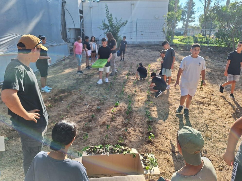Students in a new agricultural high school in southern Israel