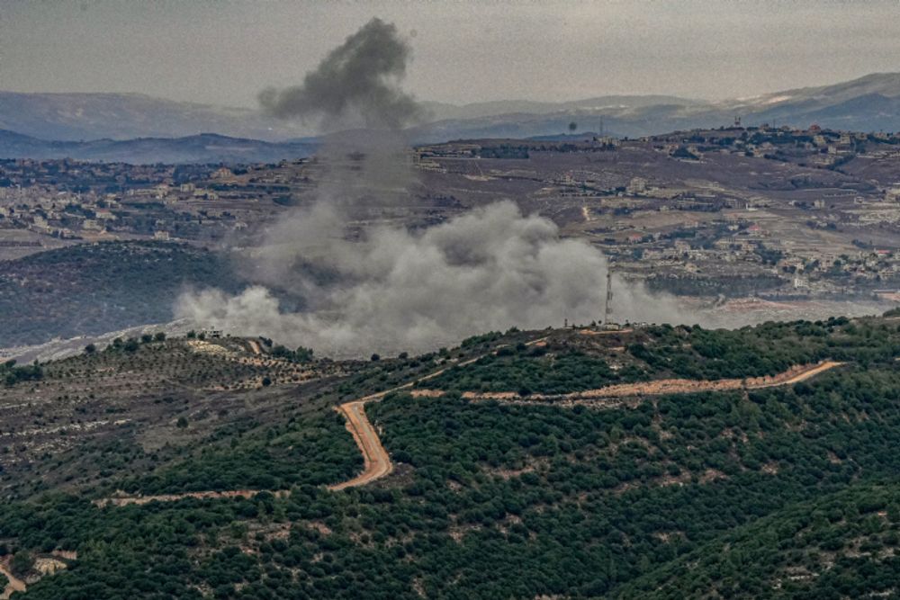 Smoke and flares during an exchange of fire between the IDF and terrorists from the Hezbollah organization on the border between Israel and Lebanon.