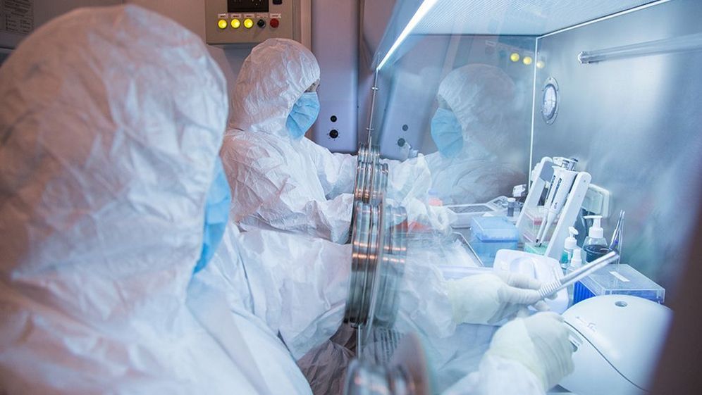 Employees at the Antiplague Research Institute in Irkutsk, Siberia