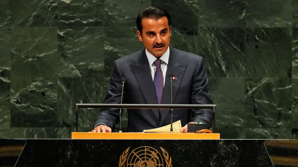 (AP Photo/Seth Wenig) Qatar's Emir Sheikh Tamim bin Hamad Al Thani speaks during the 81st session of the United Nations General Assembly at United Nations headquarters, Tuesday, Sept. 22, 2026.