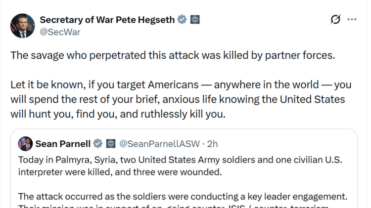 Post by U.S. Defense Secretary Pete Hegseth