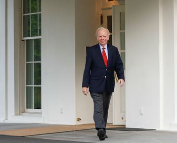 FILE - U.S. Senator Joe Lieberman leaving the White House