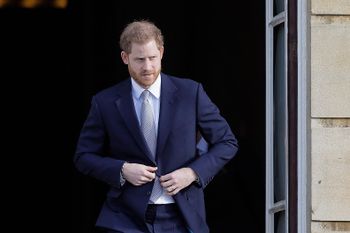 Britain's Prince Harry arrives at the gardens at Buckingham Palace in London, Thursday, Jan. 16, 2020.